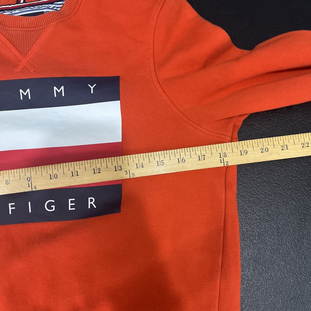 Tommy Hilfiger Sweatshirt Womens XS Red Graphic Logo Crew Fleece Y2K Americana - Picture 5 of 7
